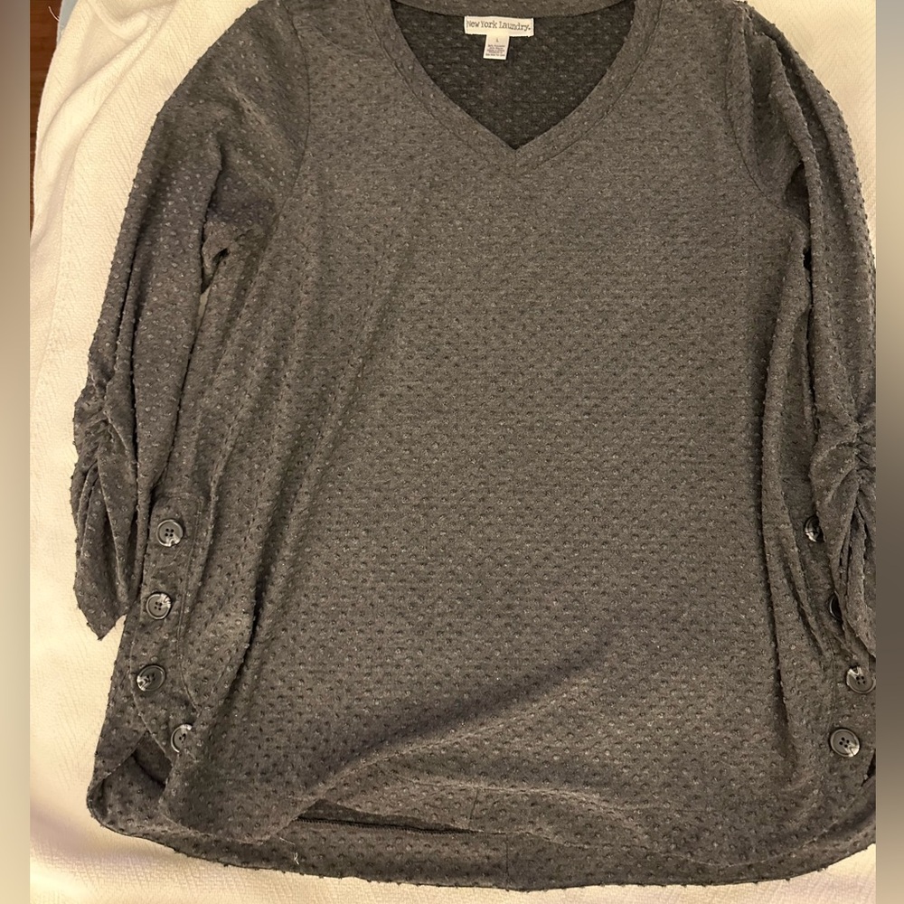 New York Laundry Charcoal V-Neck Top